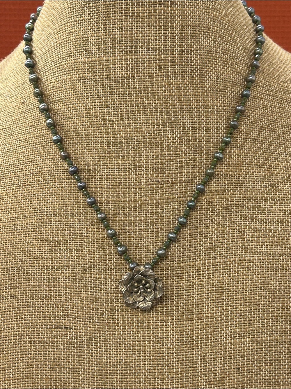 Artisan 925 Sterling Silver and Pearl bohemian necklace